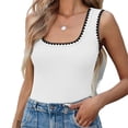 thumbnail image 1 of Summer Sleeveless Color Block Women Square Neckline Tank Tops Slim Vest Camisole, 1 of 5
