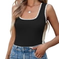 thumbnail image 1 of Summer Sleeveless Color Block Women Square Neckline Tank Tops Slim Vest Camisole, 1 of 5