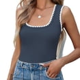 thumbnail image 1 of Summer Sleeveless Color Block Women Square Neckline Tank Tops Slim Vest Camisole, 1 of 5