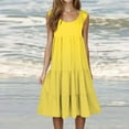 thumbnail image 1 of Zunfoe Summer Sleeveless Dress for Women Casual Ruffles Beach Dress Soft A-line Sundress for Vacation Holiday- Yellow, 1 of 7