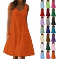 thumbnail image 1 of Summer Sleeveless Dresses Womens Solid Summer Round Neck Print Sleeveless Beach Dress, 1 of 9