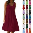 thumbnail image 1 of Summer Sleeveless Dresses Womens Solid Summer Round Neck Print Sleeveless Beach Dress, 1 of 9