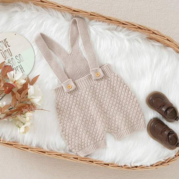 Summer Sleeveless Jumpsuits for Unisex Yellow Newborn Infant Baby Knit Suspender Romper Cotton Boy Girl Solid Sweater Clothes Jumpsuit Overalls