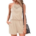 thumbnail image 1 of Summer Sleeveless Lace Patchwork Women Halter Jumpsuit Romper, 1 of 5