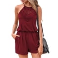 thumbnail image 1 of Summer Sleeveless Lace Patchwork Women Halter Jumpsuit Romper, 1 of 5