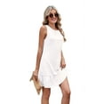 thumbnail image 1 of Summer Sleeveless Mini Dresses for Women Crewneck Tiered Ruffle Dress Tie Backless Short Dress Flowy A Line Dress White M, 1 of 9