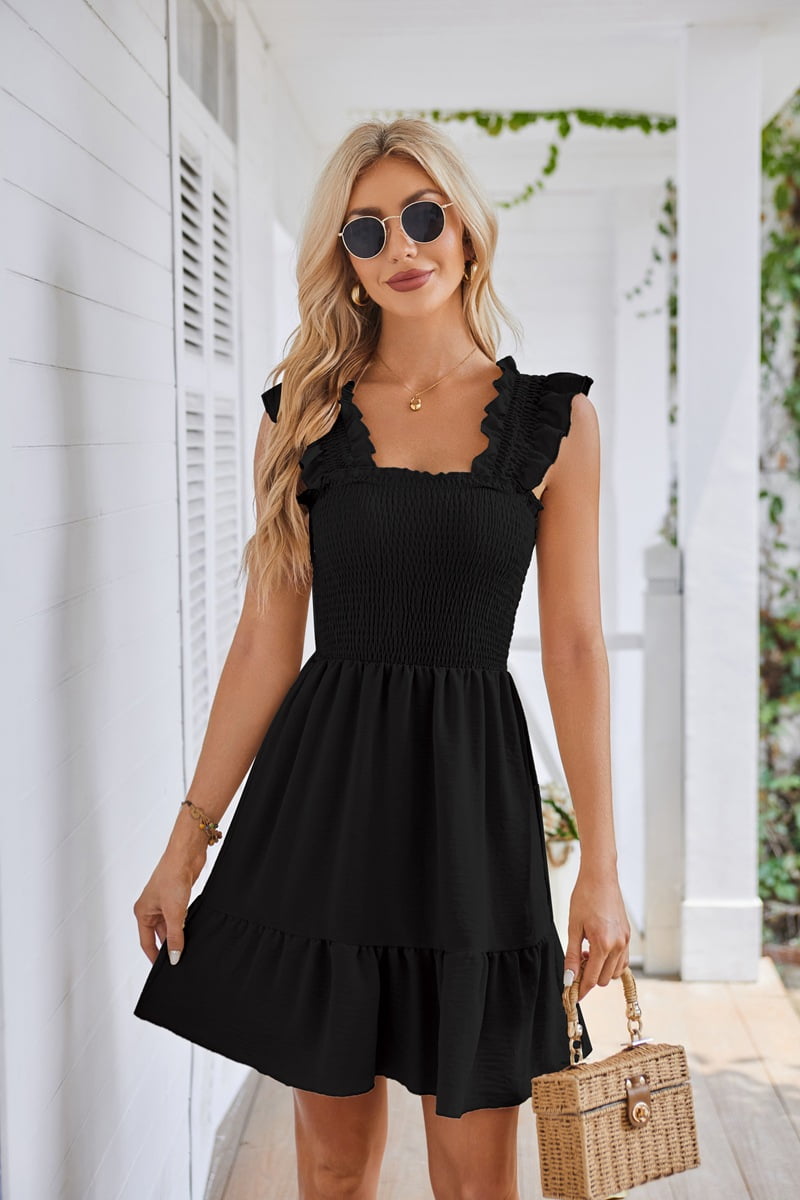 Getadme Elegant niche backless hotsweet Square Collar Dress Chic Elegant Vestidos summer party Women Fashion Retro sling dresses