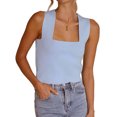thumbnail image 1 of Summer Sleeveless Square Neck Solid Color Slim Fit Tank Tops, 1 of 6