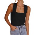 thumbnail image 1 of Summer Sleeveless Square Neck Solid Color Slim Fit Tank Tops, 1 of 6