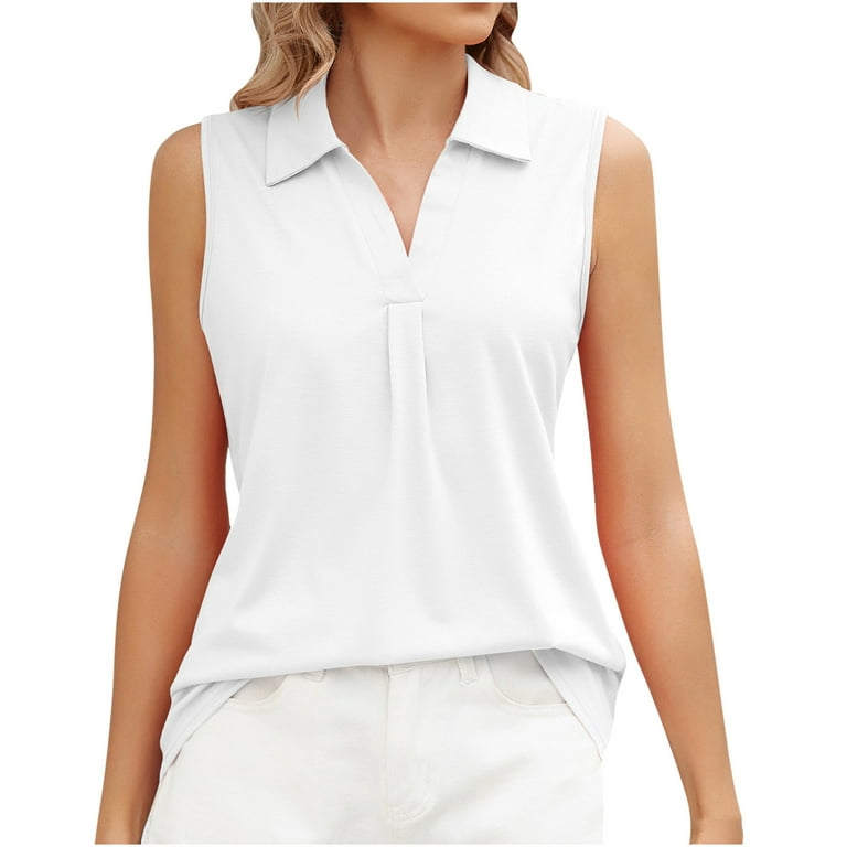 Womens sleeveless shirts with collar uk cheap