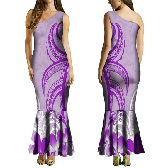 Summer Sleeveless Temperament Dress One-Shoulder Women's Dress Hawaiian Vacation Dress Polynesian Dress