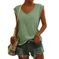 thumbnail image 1 of Summer Sleeveless Women Solid Color V-Neck Casual Shirt Tops, 1 of 3