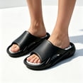 thumbnail image 1 of Summer Slides for Women Men, Thick Sole EVA Sandals with Arch Support, Soft Cushion Non-Slip Shower Shoes, Lightweight Beach Pool Slippers for Indoor Outdoor (Black, 44), 1 of 4