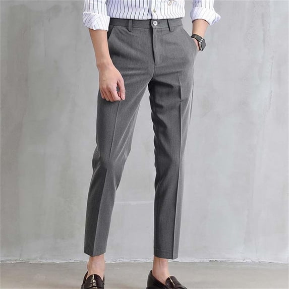 Summer Slim Fit Cropped Suit Pants for Men Business Casual Wear Lightweight Trousers Men's Comfortable Lightweight Hiking Pants Kids Pull On Sweatpants