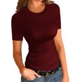 thumbnail image 1 of Summer Slim Fit Short Sleeve Women Crew Neck T Shirt, 1 of 4