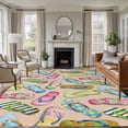 thumbnail image 1 of Summer Slippers Area Rug 5x7 Washable Rug Non Slip Watercolor Flip Flops Ocean Beach Light Brown Large Area Rug Soft Stainresistant Indoor Floor Carpet for Living Room Bedroom Home Office Dining Room, 1 of 8