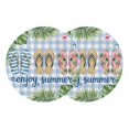 thumbnail image 1 of Summer Slippers Round 13 Inch Placemats Set of 2, Tropical Botanical Palm Leaves Blue Plaid HeatResistant Non Slip Place Mats for Dining Table, Wipeable Braided Kitchen Table Mats for Housewarming, 1 of 9