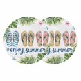 thumbnail image 1 of Summer Slippers Round 13 Inch Placemats Set of 2, Tropical Botanical Palm Leaves HeatResistant Non Slip Place Mats for Dining Table, Wipeable Braided Kitchen Table Mats for Housewarming, 1 of 9