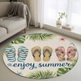 thumbnail image 1 of Summer Slippers Round Area Rug 3.3Ft Washable Circle Rugs for Dining Room Table, Tropical Botanical Palm Leaves Rustic Non-Slip Carpet Floor Mats Indoor Outdoor Carpet Runner Aesthetic Home Decor, 1 of 8