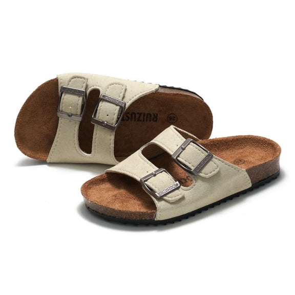 Summer Slippers for Toddler Girls Boys Girls Summer Cork Footbed Slide Sandal, Arch Support Outdoor Sandals with Adjustable Buckle Backstraps for Toddler/Little Kid/Big Kid