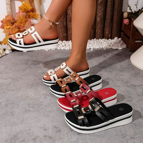 Summer Slippers for Women Thick Sole Open Toe Slip-on Slides Shoes Women's Fashion Casual Versatile Beach Sandals