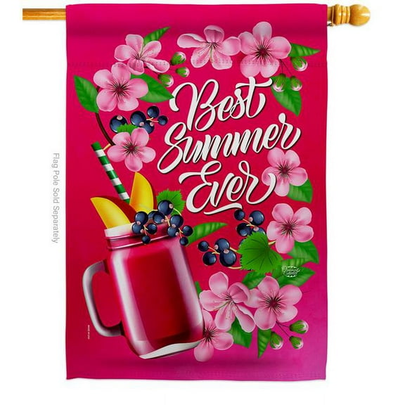 Summer Smoothie Summertime Fun & Sun 28 x 40 in. Double-Sided Decorative Vertical House Flags for Decoration Banner Garden Yard Gift