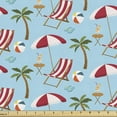 thumbnail image 1 of Ambesonne Summer Fabric by the Yard Upholstery, Exotic Beach Setting Design, 3 Yards, Pale Blue Multicolor, 1 of 5