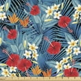 thumbnail image 1 of Summer Sofa Upholstery Fabric by the Yard, Jungle Flowers Flourishing Hibiscus Blooms Palm Areca Leaves Caribbean Forest Motif, Decorative Fabric for DIY and Home Accents, Multicolor by Ambesonne, 1 of 5