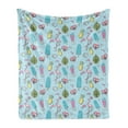 thumbnail image 1 of Summer Soft Flannel Fleece Blanket, Repeating Fun Items of Popsicle Flamingo Pineapple Diamond Heart Star Leaf, Cozy Plush for Indoor and Outdoor Use, 50" x 60", Baby Blue Multicolor, by Ambesonne, 1 of 5