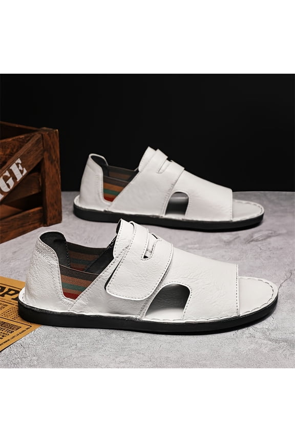Summer Soft-Sole Slippers, Hook-And-Loop Adjustable Buckle Design, Lazy One-Foot, Daily Commute Driving Special Shoes, Outdoor Beach Casual Shoes, Vintage Distressed Craft, Wear-Resistant Rubber