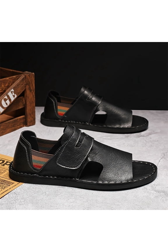 Summer Soft-Sole Slippers, Hook-And-Loop Adjustable Buckle Design, Lazy One-Foot, Daily Commute Driving Special Shoes, Outdoor Beach Casual Shoes, Vintage Distressed Craft, Wear-Resistant Rubber