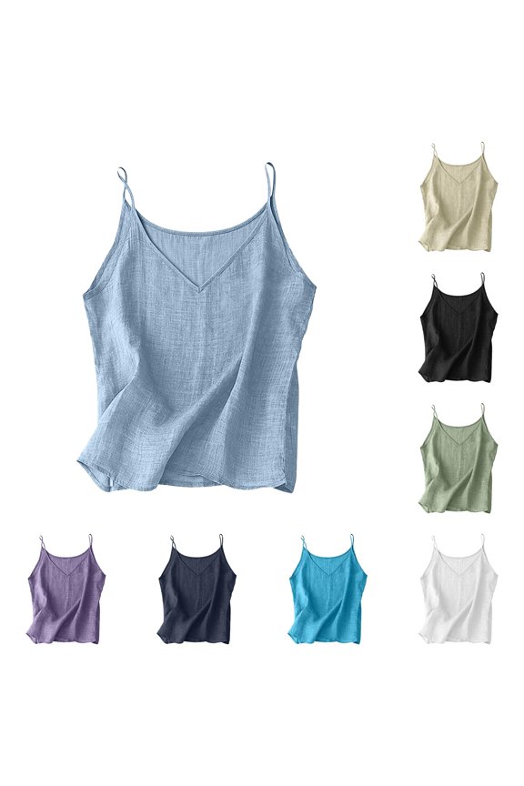 Summer Solid Color Blend Sleeveless Tank Top Casual Comfortable Stretch Camisole Lace up Top Women Athletic Tops Silk Tunic Must Haves Women Band Top Beach Tops Women Leotard Women Top Cute