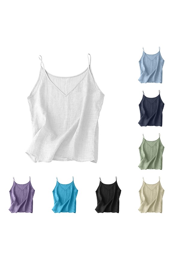 Summer Solid Color Blend Sleeveless Tank Top Casual Comfortable Stretch Camisole Lace up Top Women Athletic Tops Silk Tunic Must Haves Women Band Top Beach Tops Women Leotard Women Top Cute
