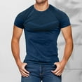 thumbnail image 1 of Summer Solid Color Tops T-shirts for Men Elastic Moisture Wicking Lightweight Breathable Tops with Crew Neck Short Sleeves Summer Beach Fashion Wear Cozy Basic Essentials, 1 of 4