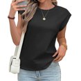 thumbnail image 1 of Summer Solid Color Women Cap Sleeve Casual Tank Tops Shirt, 1 of 6