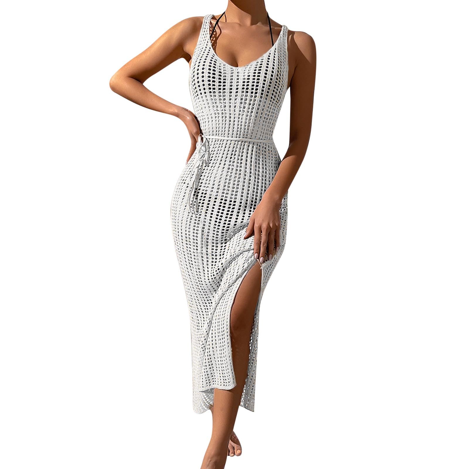 Summer Solid Mesh Beach Blouse Womens Loose Irregular Dress