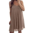 thumbnail image 1 of Women Spaghetti Strap Sleeveless Beach Dress Summer Casual Slip Dress Tunic Shirt Dresses Sundress S-5XL Plus Size, 1 of 4