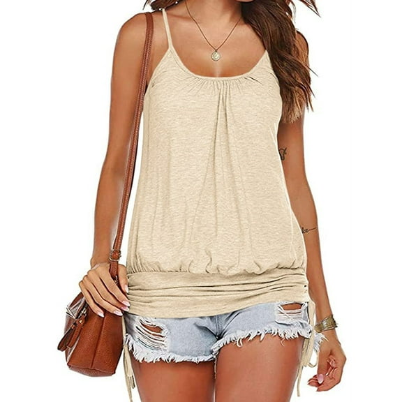 Summer Spaghetti Strap Women Solid Color Casual Tank Tops Sleeveless Lace-up Tops Camisole