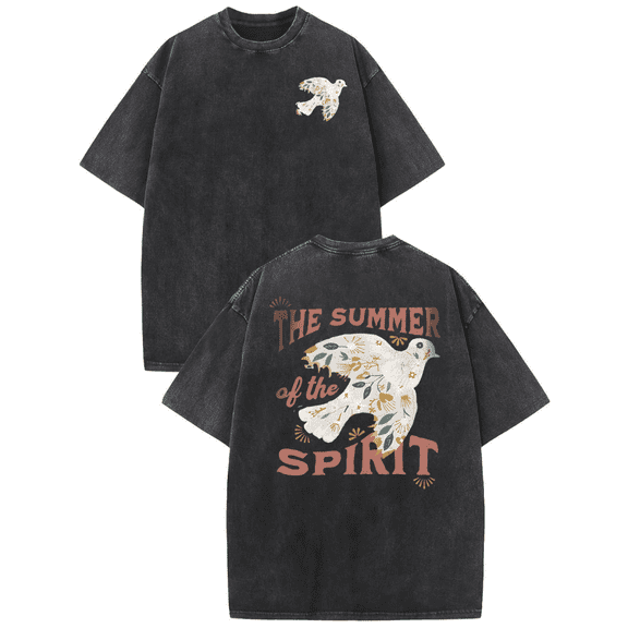 Summer Spirit Tee Christian T-Shirt Top Short Sleeve Round Neck Soft Cotton Comfort Fit Colors Black S-2XL Plus Size
