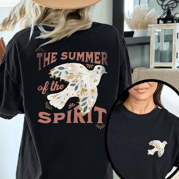 Summer Spirit Tee Christian T-Shirt Top Spirit Design Fashion Soft Cotton Comfort Fit Colors Black Sizes S-5XL