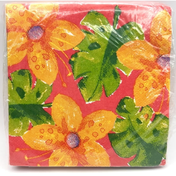 Summer Splash Tropical Fish Ocean Floral Luau Beach Pool Party Beverage Napkins