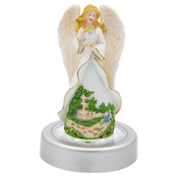 Summer Splendor 5" Angel Figurine with Color Changing Illuminated Pedestal