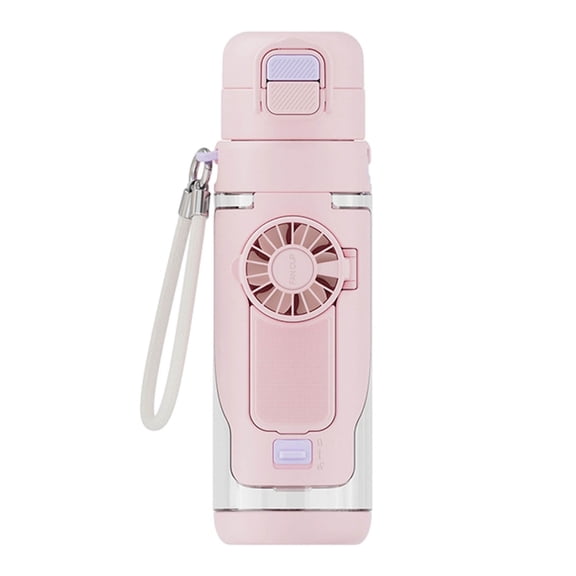 Summer Sport 2 in 1 Water Bottle Built In Foldable Fan 3 Speed USB C 690ml with Straw