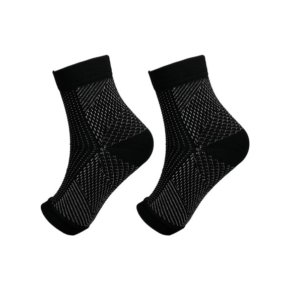 Summer Sports Breathable High Elastic Compression Socks Short Rope Skipping Gymnastics Sports Pressure Socks Ankle Wrist-Black+White-L