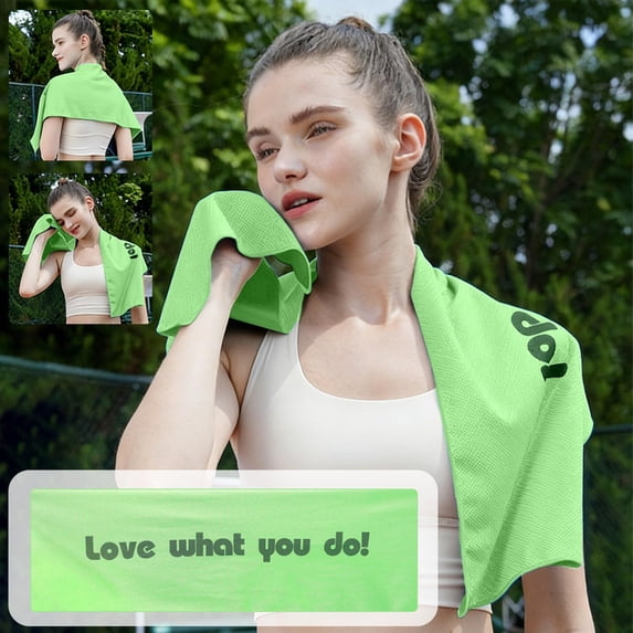 Summer Sports Cooling Towel 30x100cm, Microfiber Rapid Dry Cold Touch, Reusable UV Protection for Running Basketball Wrist Sweat Wiping Outdoor Activities, Green