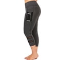thumbnail image 1 of Summer Sports Leggings for Women Yoga Pants Hollow Out High Waist Capri Workout Tights Gray 4XL, 1 of 2