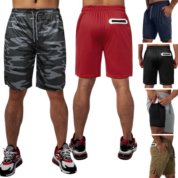 Summer Sportswear Running Shorts Quick Dry Basketball Shorts Training Jerseys with Pocket and Adjustable Waist for Men and Boys