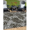 thumbnail image 1 of Summer Spring Black Grey Tropical Botanical Leaves Pattern Indoor Outdoor Area Rug Waterproof No Slip Outside Rug For RV Camping Backyard Garden Patio Deck Balcony Mat 3x5ft, 1 of 6
