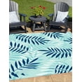 thumbnail image 1 of Summer Spring Blue Tropical Botanical Leaves Pattern Indoor Outdoor Area Rug Waterproof No Slip Outside Rug For RV Camping Backyard Garden Patio Deck Balcony Mat 5x7ft, 1 of 6