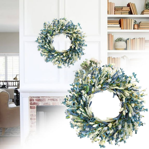 Summer Spring Blue Wreath For Front Door Farmhouse Wreath For Indoor And Outdoor Use Blue Wreath For Home